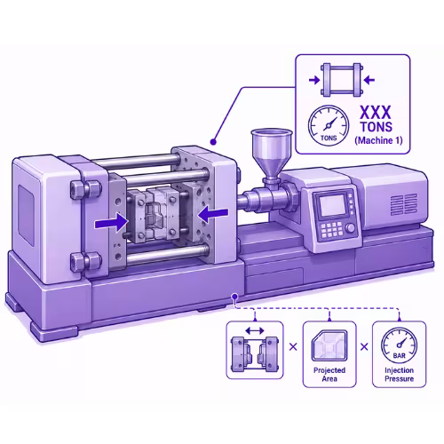 Mould clamp tonnage (Machine 1)